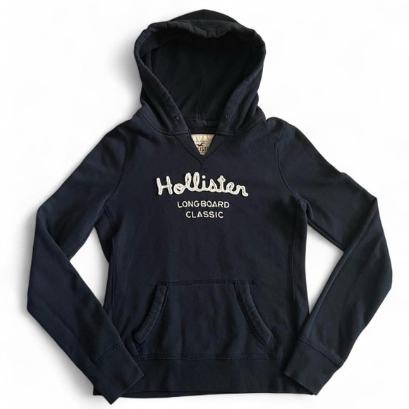 Hollister Tops - Hollister Navy Blue Longboard Classic Hoodie Size M fits very